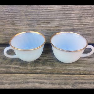 FIRE KING VINTAGE WHITE HOT BEVERAGE CUP SET OF 2